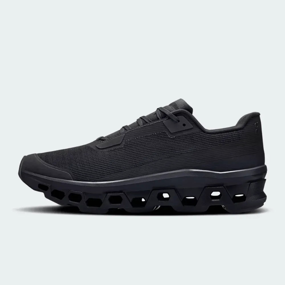Tênis On Running Cloudmonster Void Black detalhe lateral