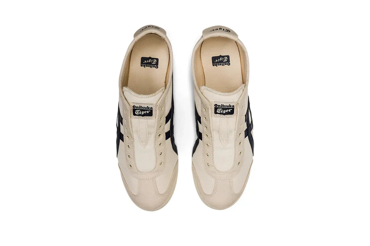 Tênis Onitsuka Tiger Mexico 66 Slip-On Birch Midnight Bege detalhe do material
