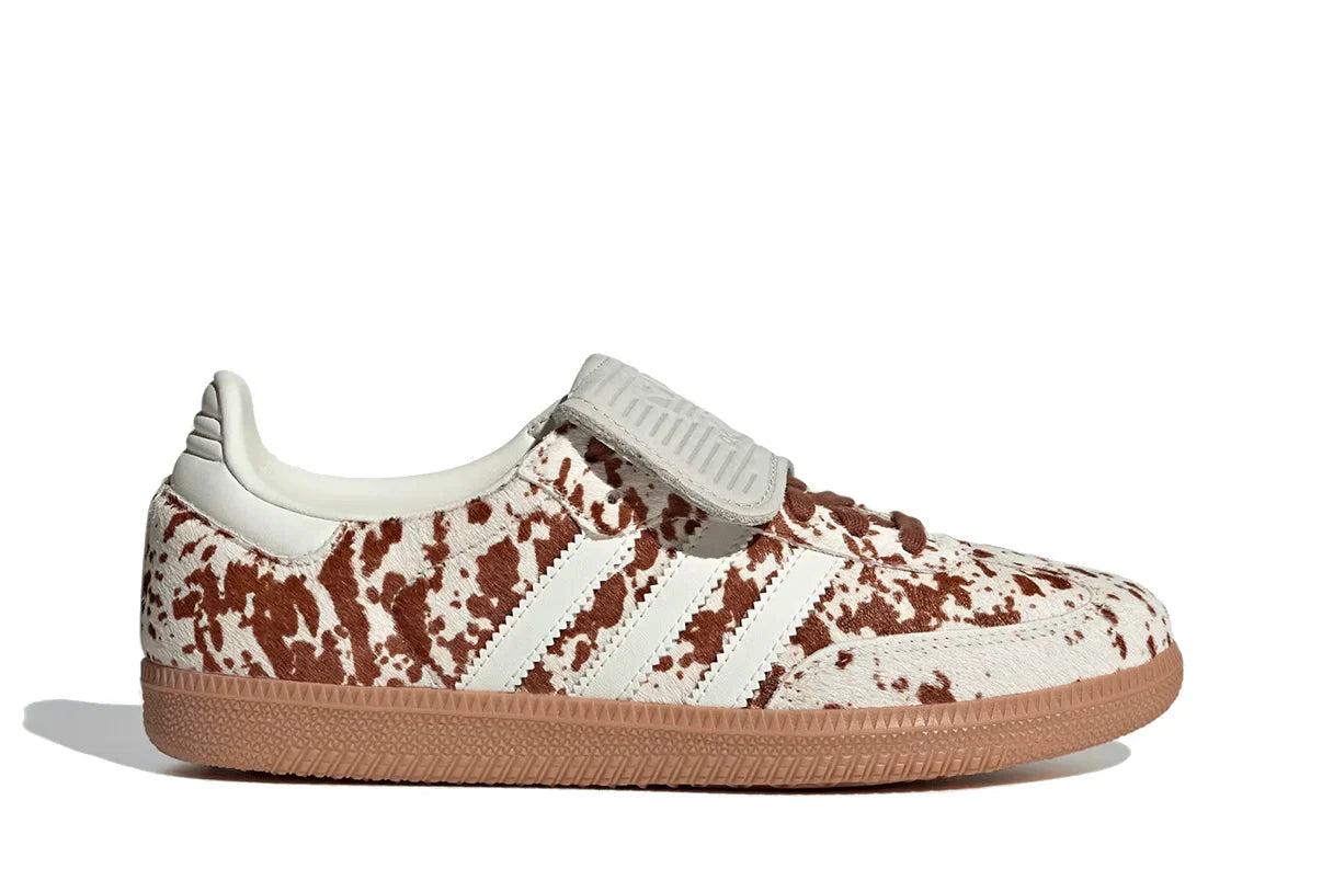 Tênis Adidas Samba LT Cow Print Brown White Marrom vista lateral