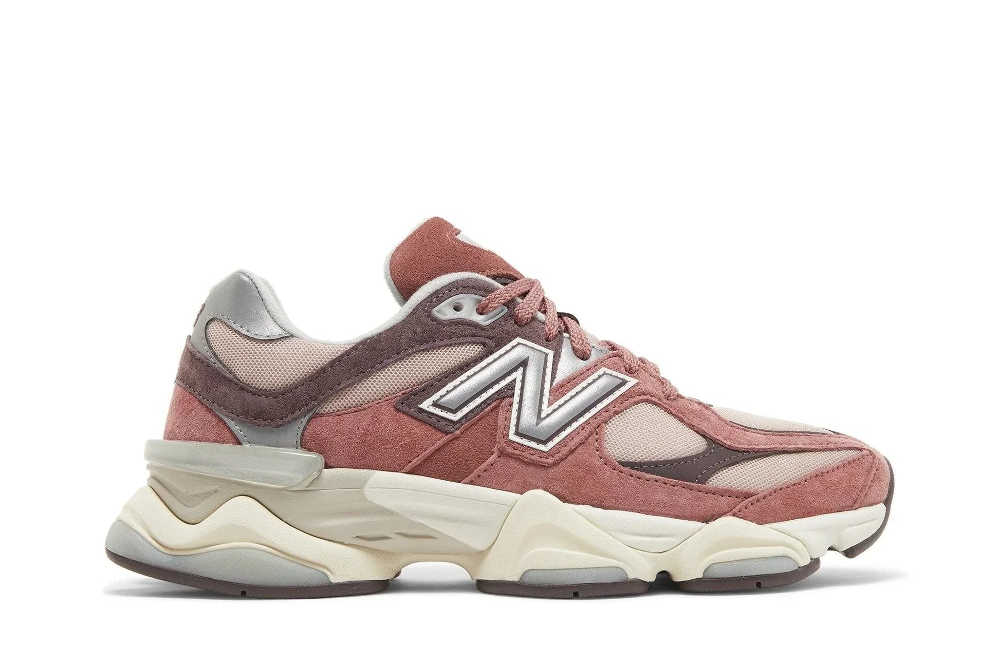 Tênis New Balance 9060 Mineral Red Truffle Rain Cloud Vermelho vista lateral