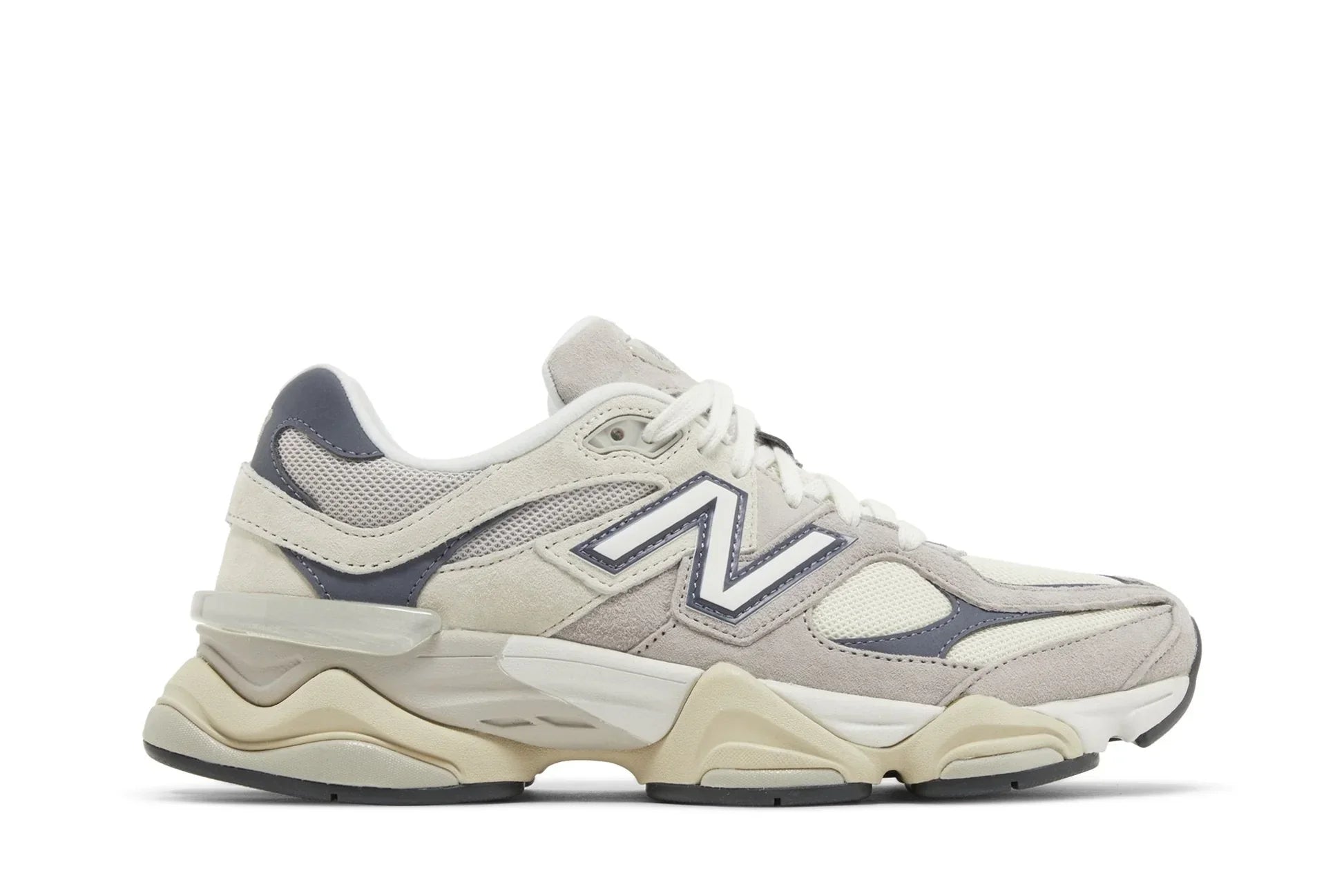 Tênis New Balance 9060 Moonrock Linen Dark Artic Grey Cinza vista lateral
