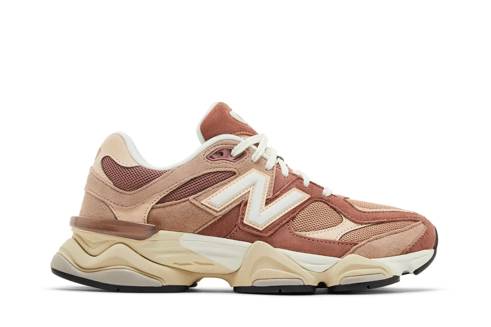 Tênis New Balance 9060 Sparrow Flat Taupe Marrom vista lateral