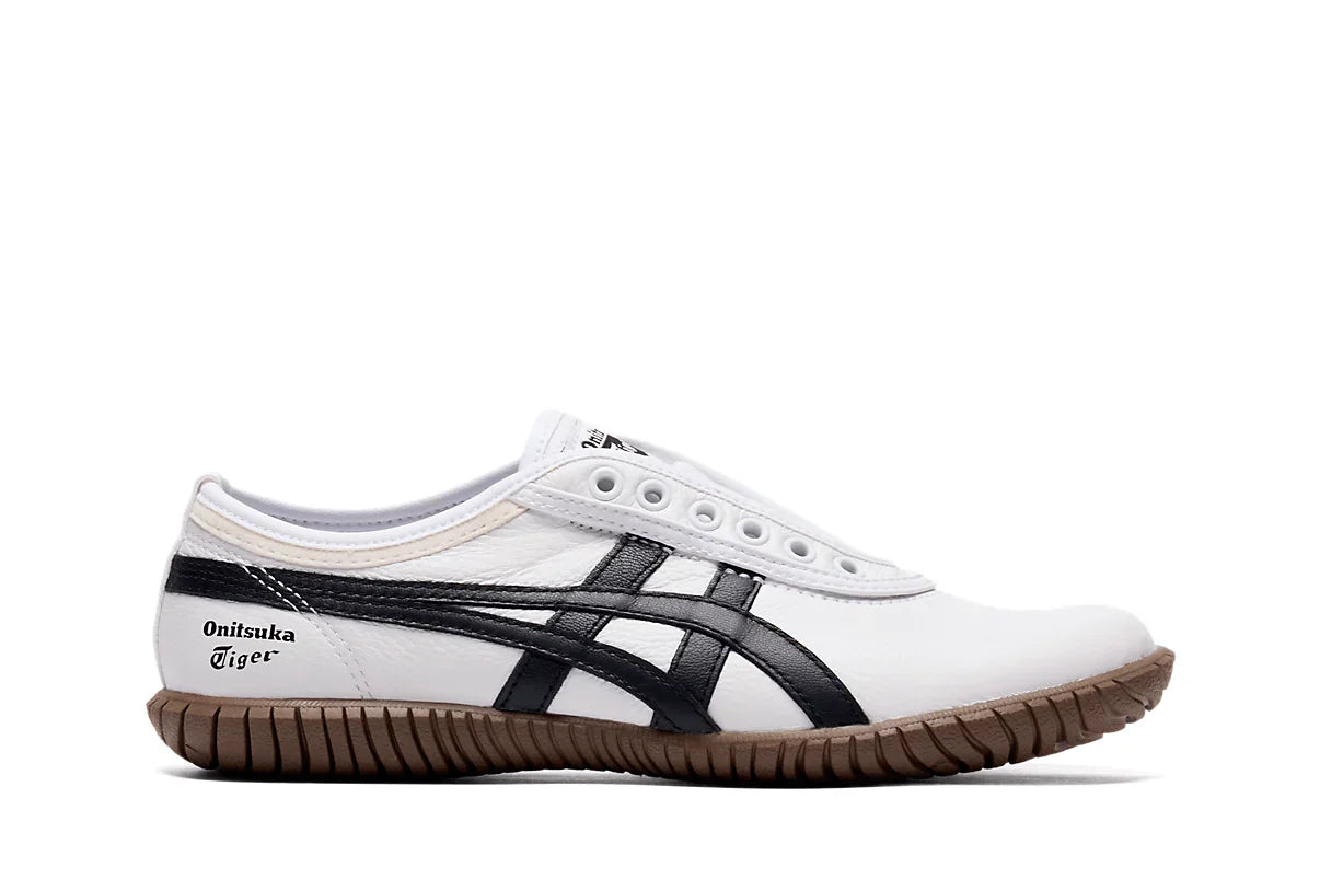 Tênis Onitsuka Tiger Tsunahiki Slip-On White/Black Branco vista lateral
