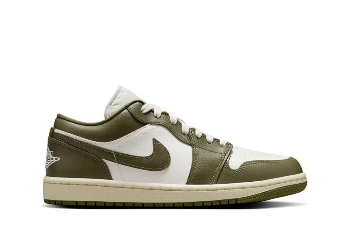 Tênis Air Jordan 1 Low Medium Olive Verde vista lateral