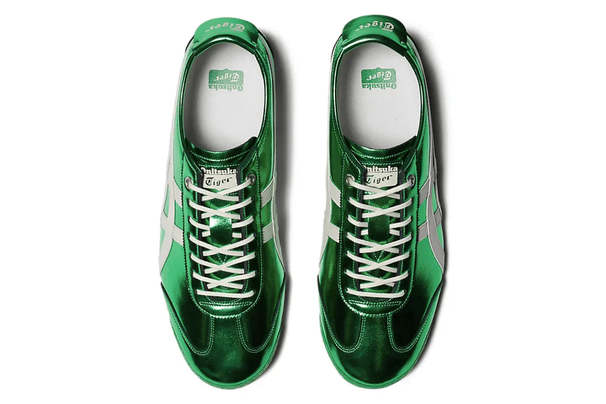 Tênis Onitsuka Tiger Mexico 66 SD Metallic Series Jade Cream Verde detalhe frontal