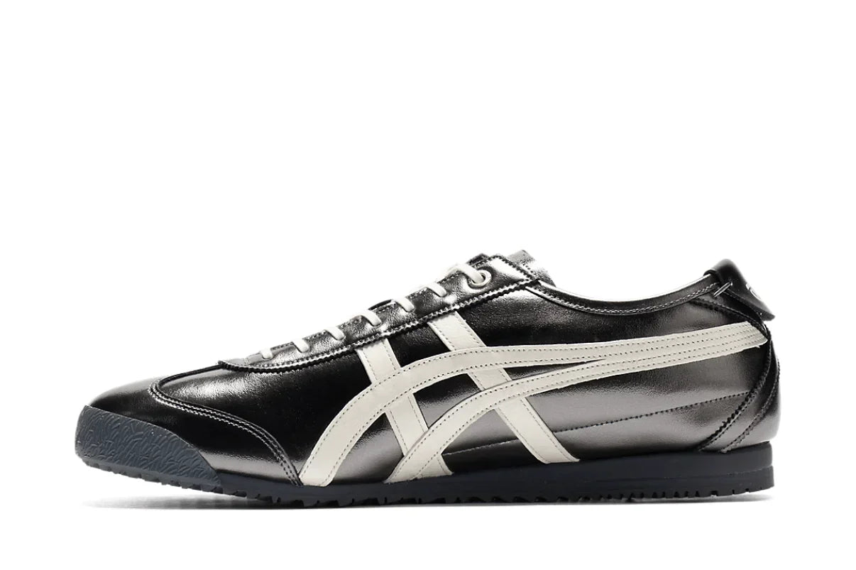 Tênis Onitsuka Tiger Mexico 66 SD Metallic Series Metropolis Cream Cinza detalhe do material