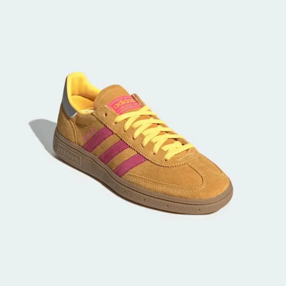 Tênis Adidas Handball Spezial Spark Lucid Pink Amarelo detalhe do material