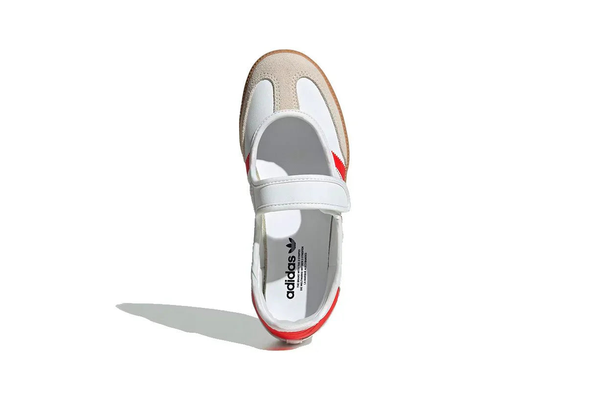Tênis Adidas Samba Jane White Red Gum Branco detalhe do material
