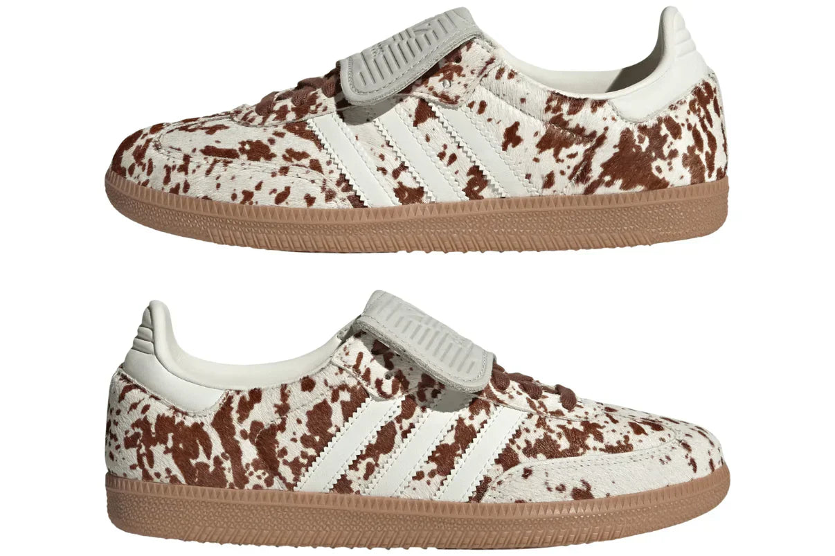 Tênis Adidas Samba LT Cow Print Brown White Marrom detalhe lateral