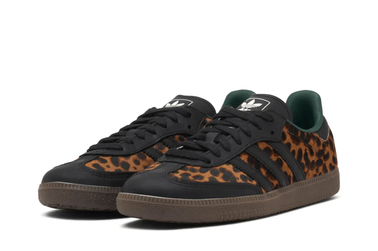 Tênis Adidas Samba Og Collegiate Green Leopard Marrom vista superior