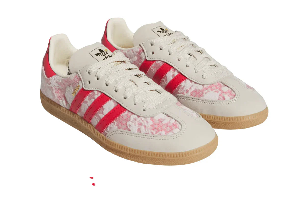 Tênis Adidas Samba OG Liberty London Better Scarlet Branco vista superior