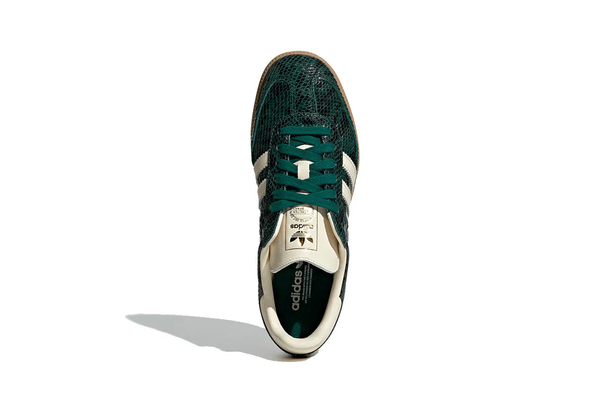 Tênis Adidas Samba OG Snakeskin Collegiate Green Verde detalhe do material