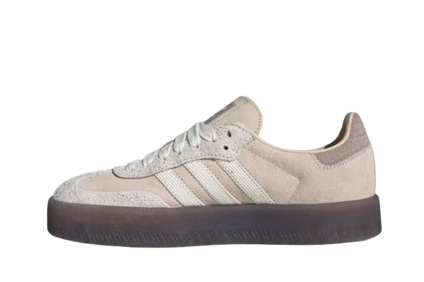 Tênis Adidas Sambae Linen Gum Bege detalhe lateral
