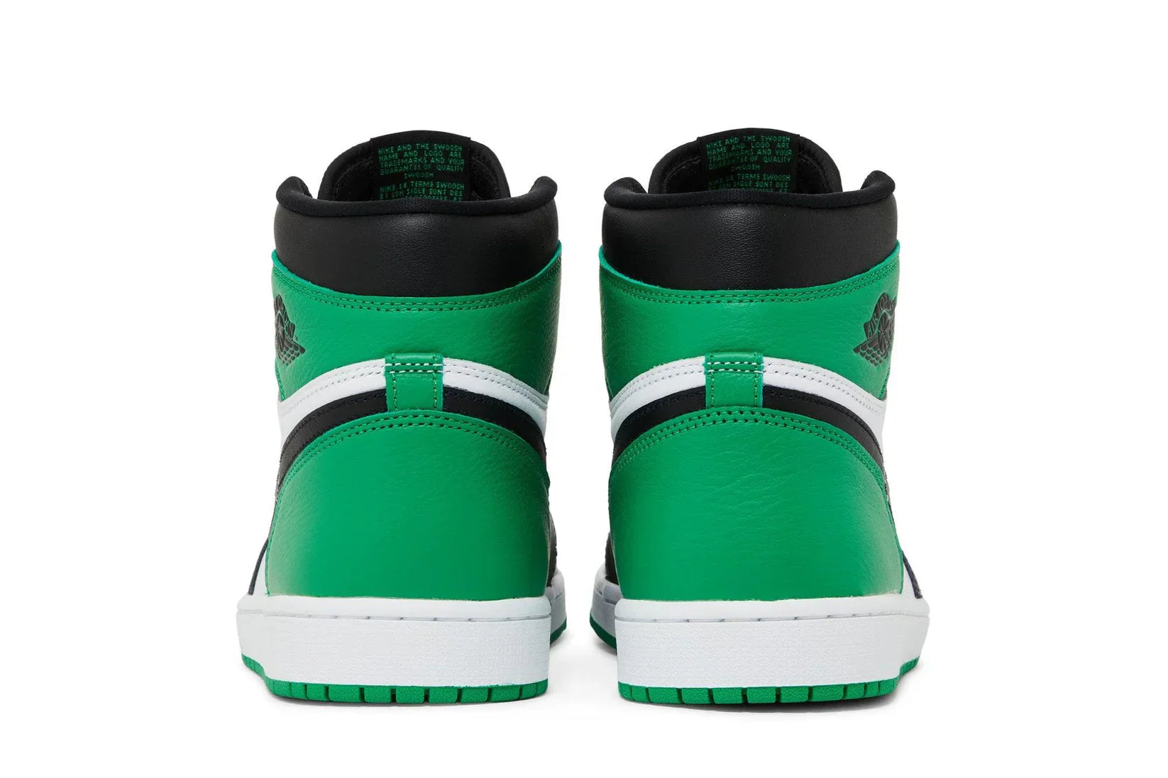 Tênis Air Jordan 1 High OG Lucky Green Verde detalhe do material