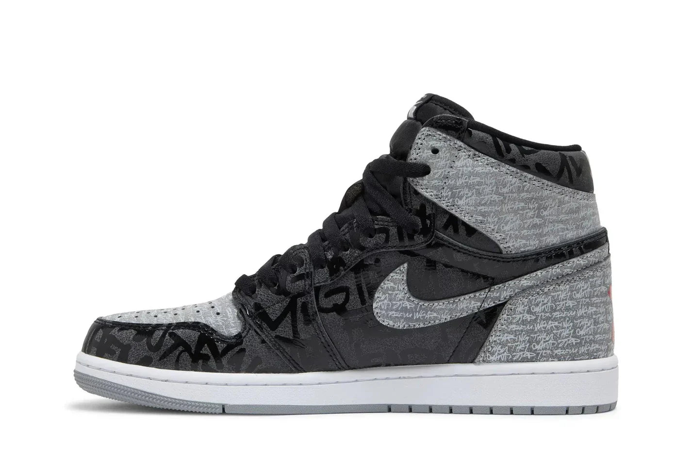 Tênis Air Jordan 1 High Og Rebellionaire Cinza detalhe lateral
