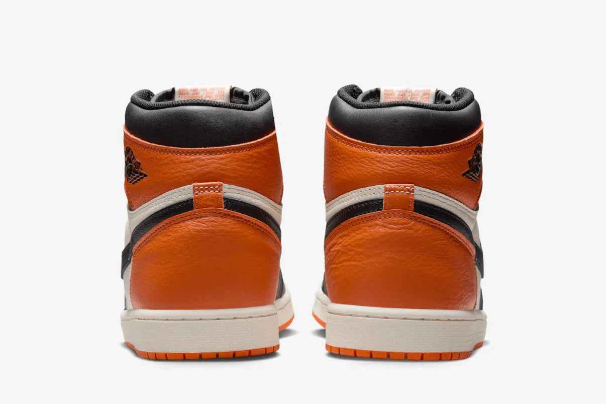 Tênis Air Jordan 1 High OG Shattered Backboard Laranja detalhe do material