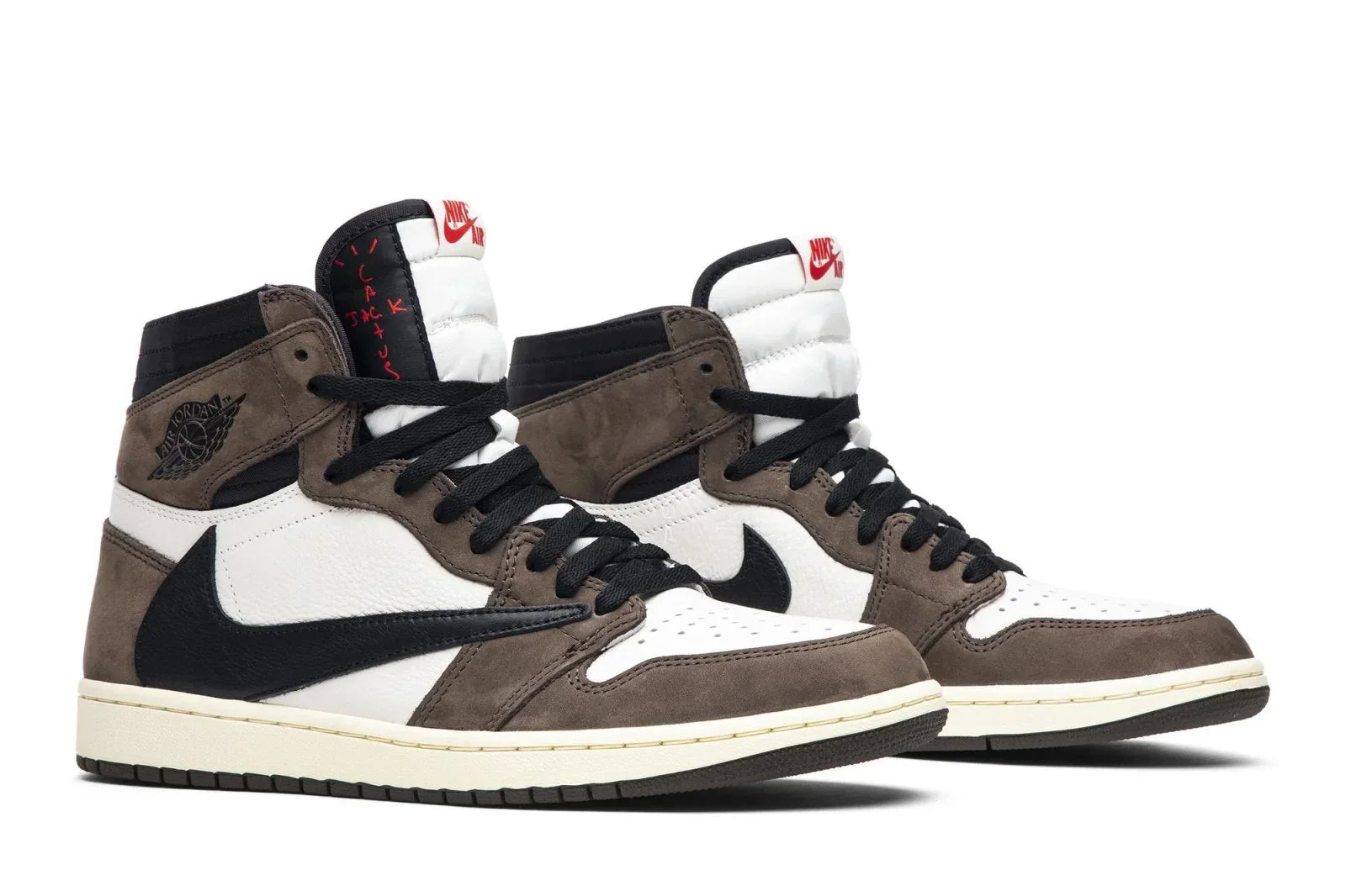 Tênis Air Jordan 1 High Og Sp x Travis Scott Mocha detalhe lateral