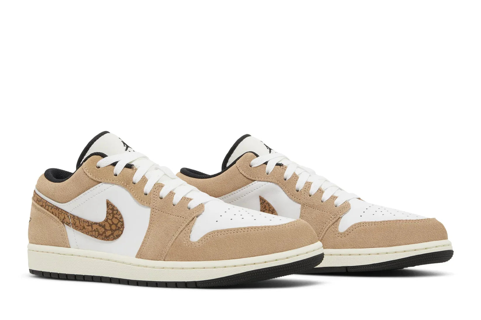 Tênis Air Jordan 1 Low Elephant Brown Marrom detalhe do material