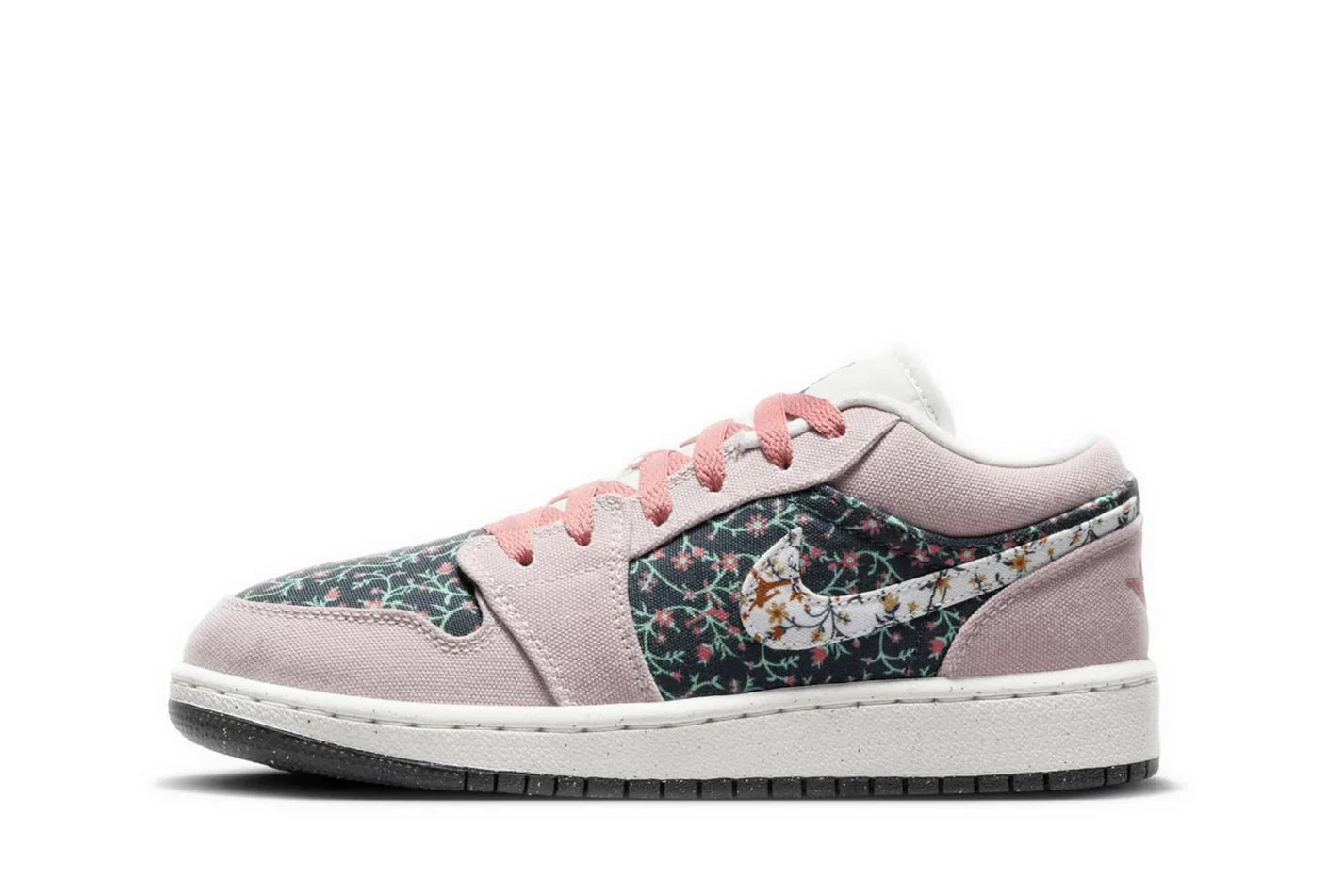 Tênis Air Jordan 1 Low Floral Canvas Rosa detalhe do solado