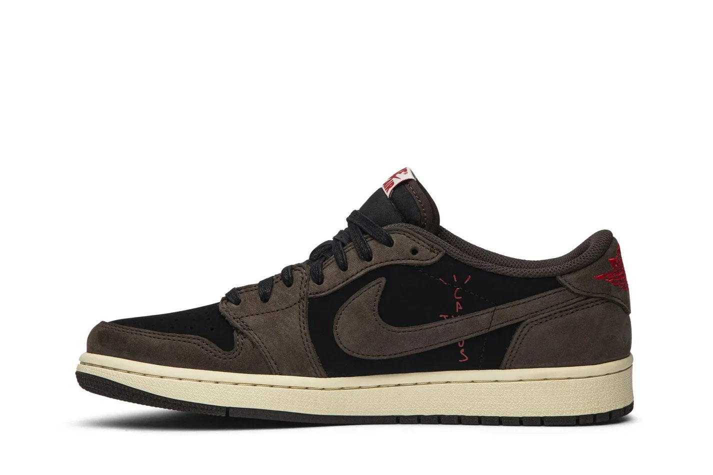 Tênis Air Jordan 1 Low Og Sp x Travis Scott Mocha detalhe do material