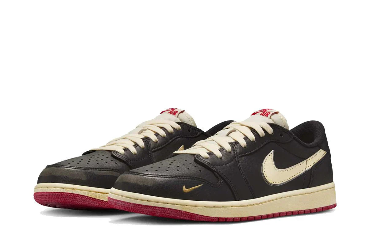 Tênis Air Jordan 1 Low OG x Nigel Sylvester Better With Time Preto detalhe do material