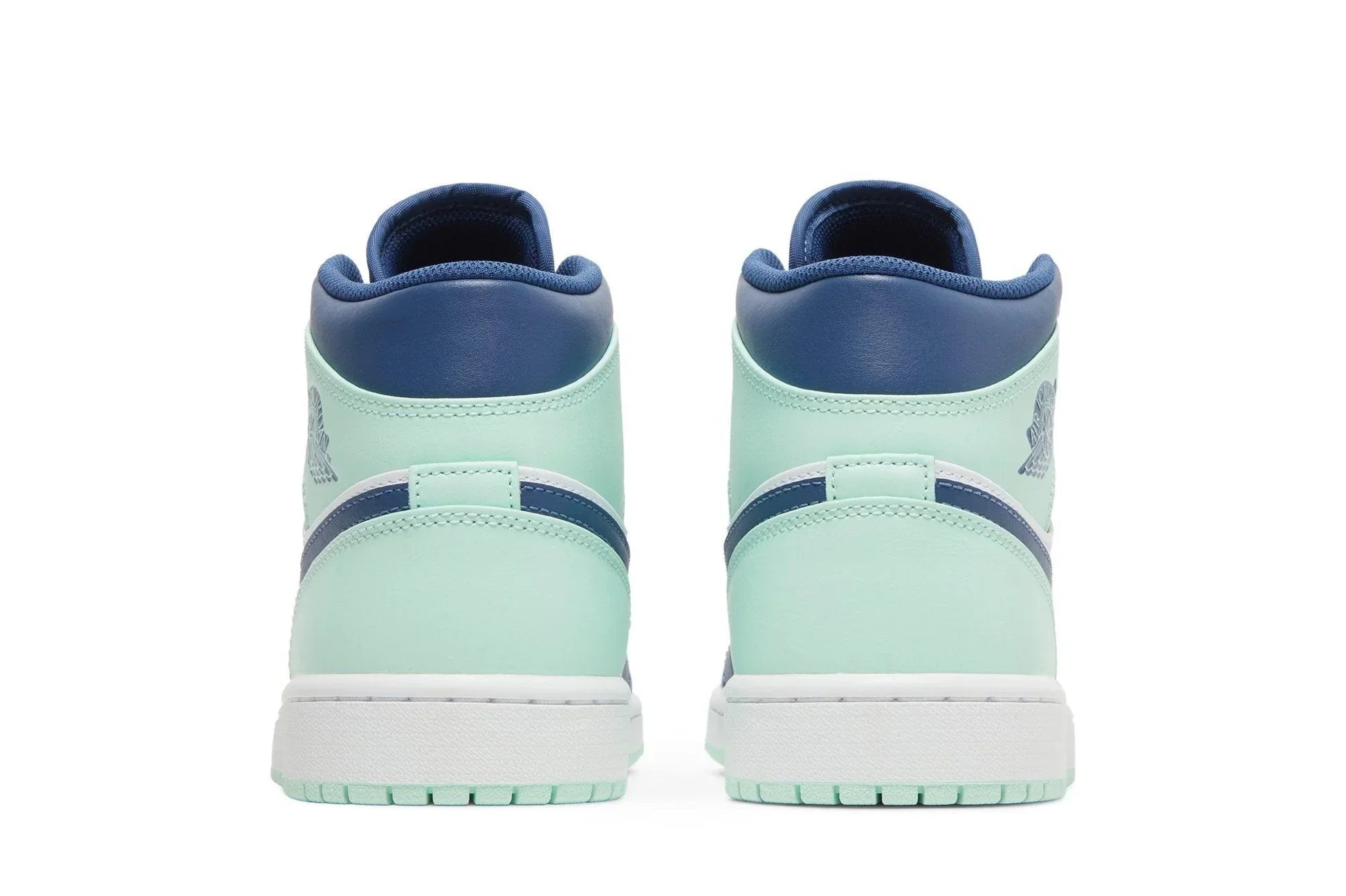 Tênis Air Jordan 1 Mid Aqua Blue Tint Verde detalhe do material