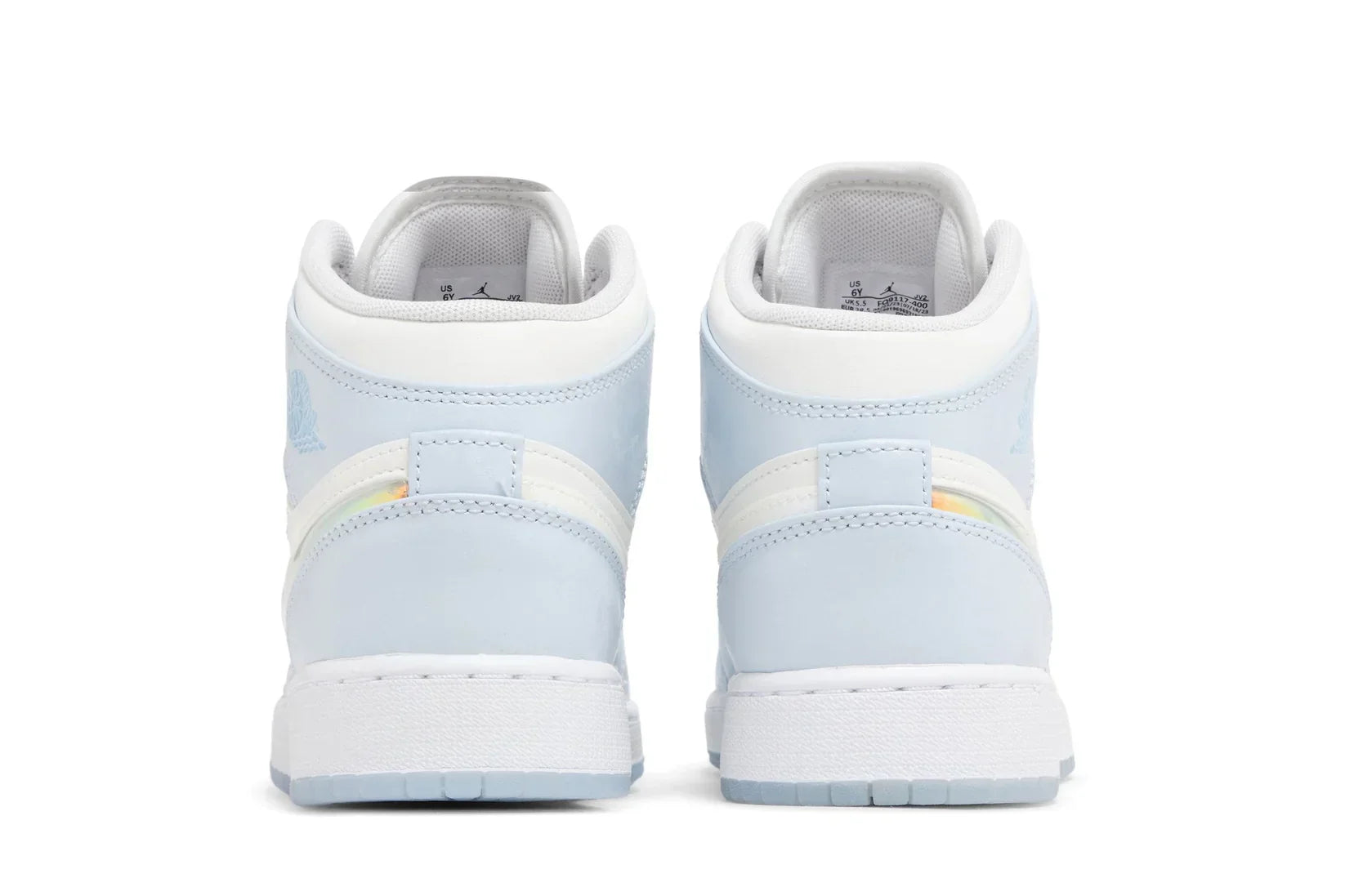 Tênis Air Jordan 1 Mid Glitter Swoosh Azul vista traseira