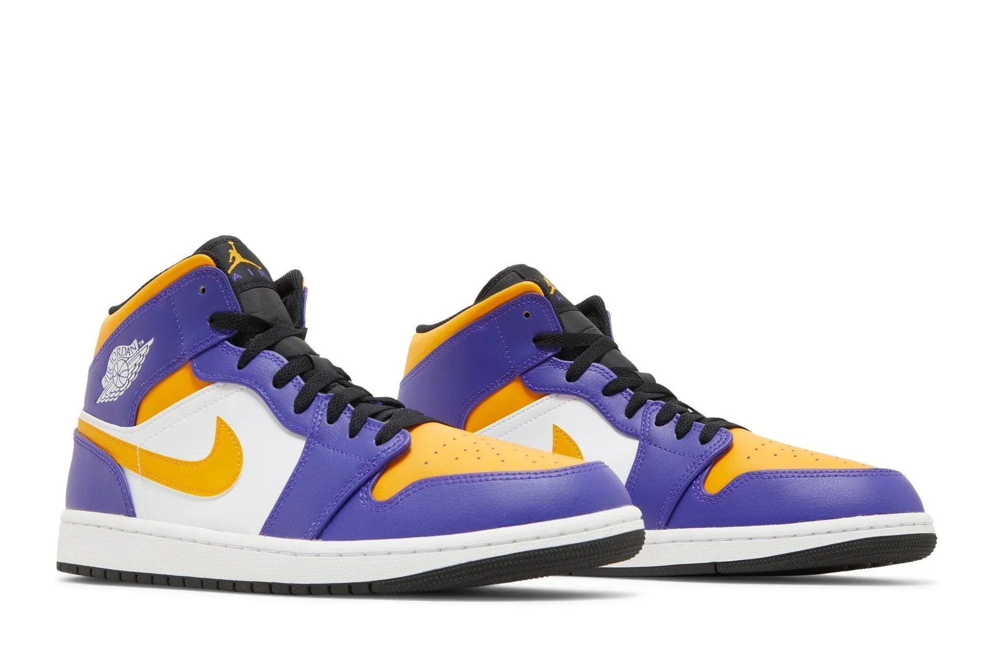 Tênis Air Jordan 1 Mid Lakers Roxo/Amarelo vista superior