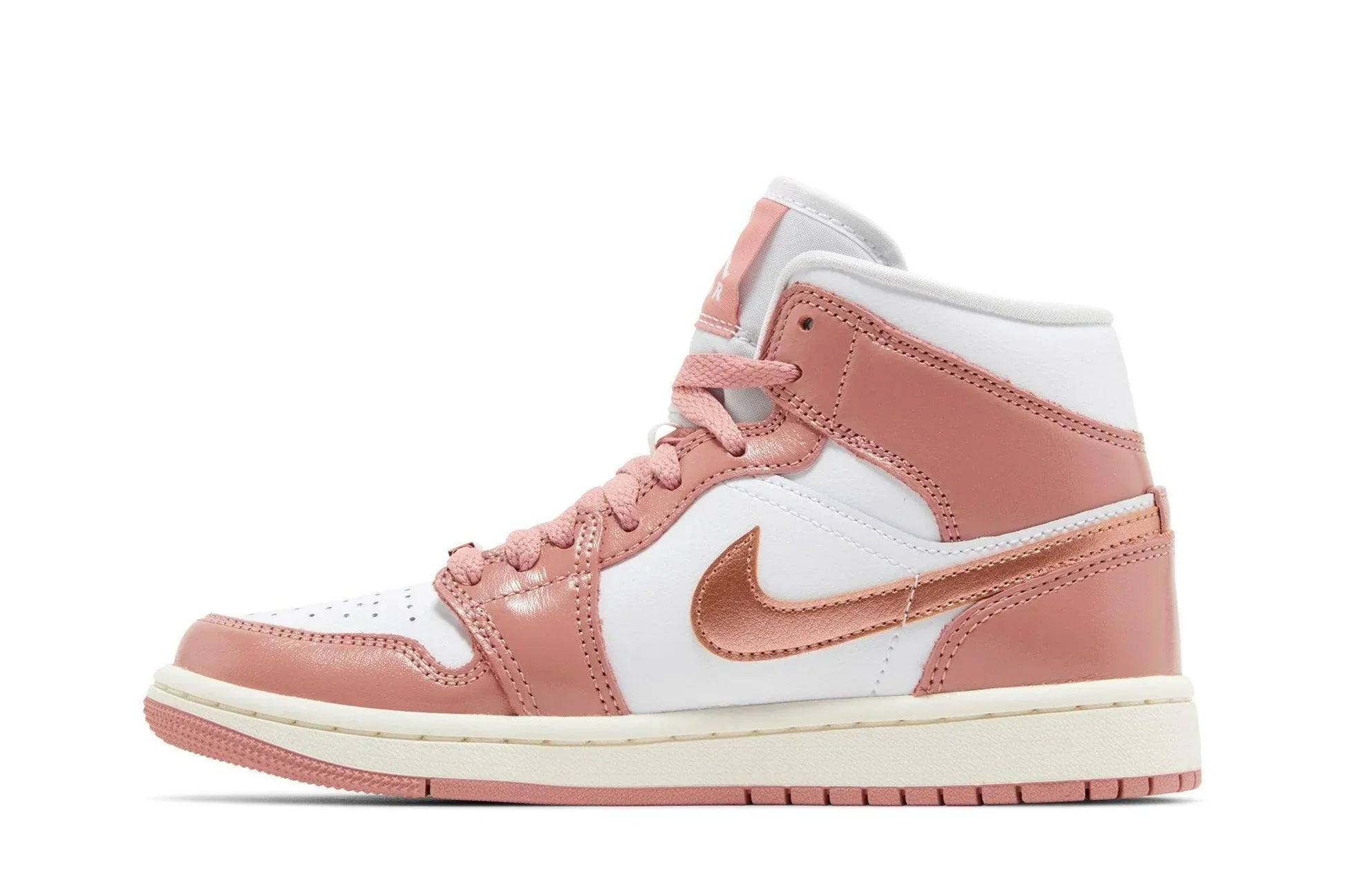 Tênis Air Jordan 1 Mid SE Red Stardust White Rosa vista traseira