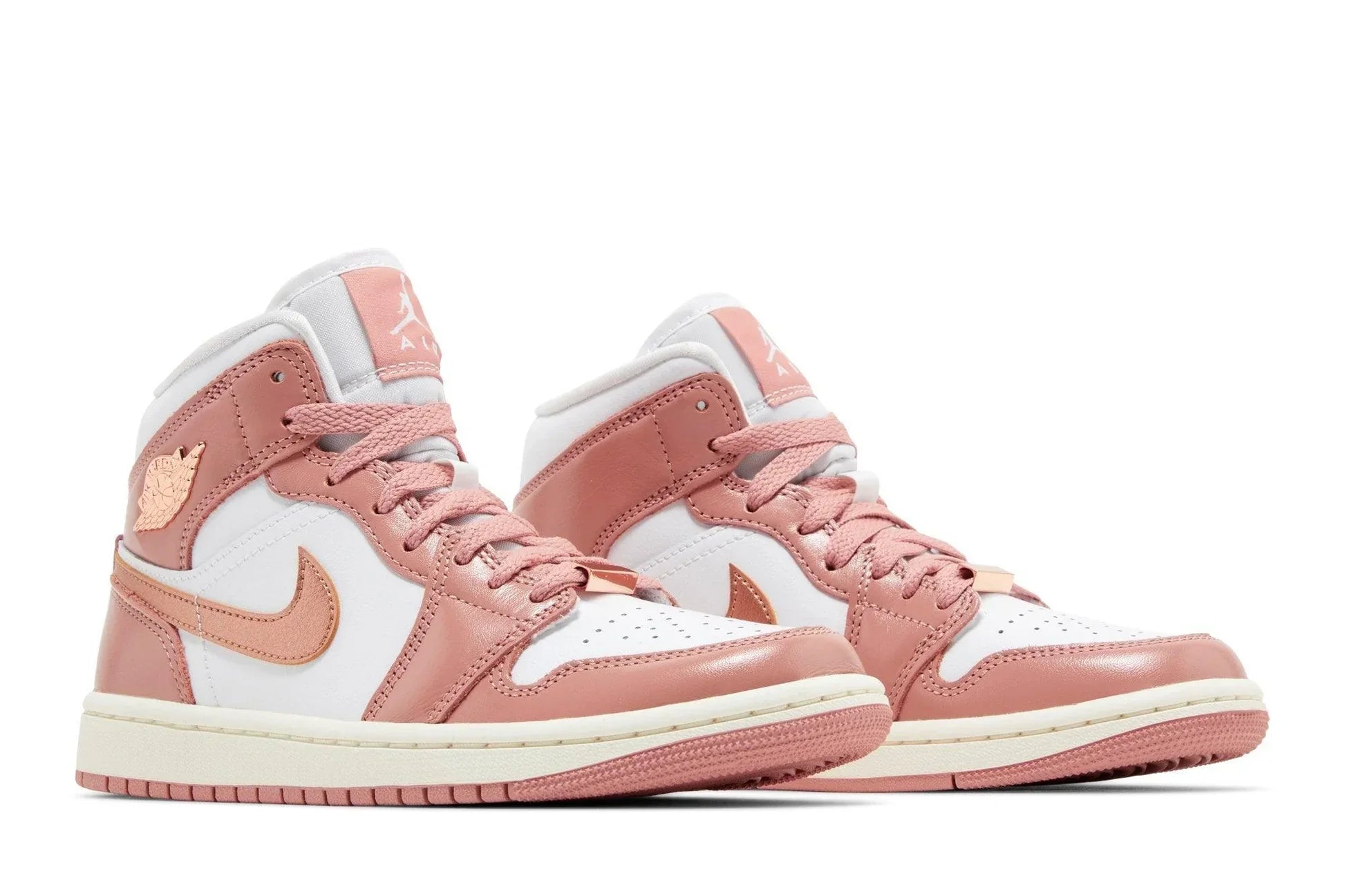 Tênis Air Jordan 1 Mid SE Red Stardust White Rosa vista superior