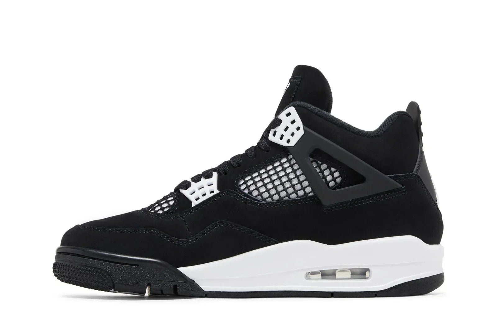 Tênis Air Jordan 4 Retro White Thunder Preto vista traseira