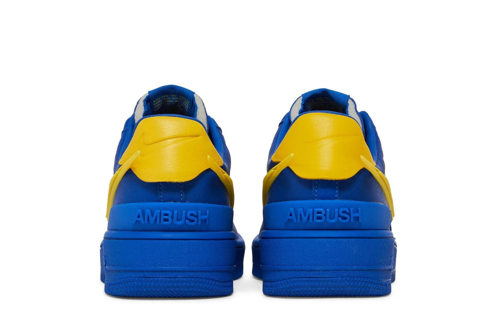 Tênis Ambush x Nike Air Force 1 Low Game Royal and Vivid Sulphur Azul vista traseira