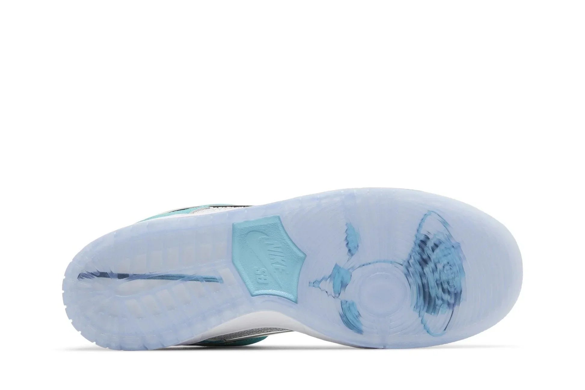 Tênis April Skateboards x Nike SB Dunk Low Turbo Green Azul detalhe do solado