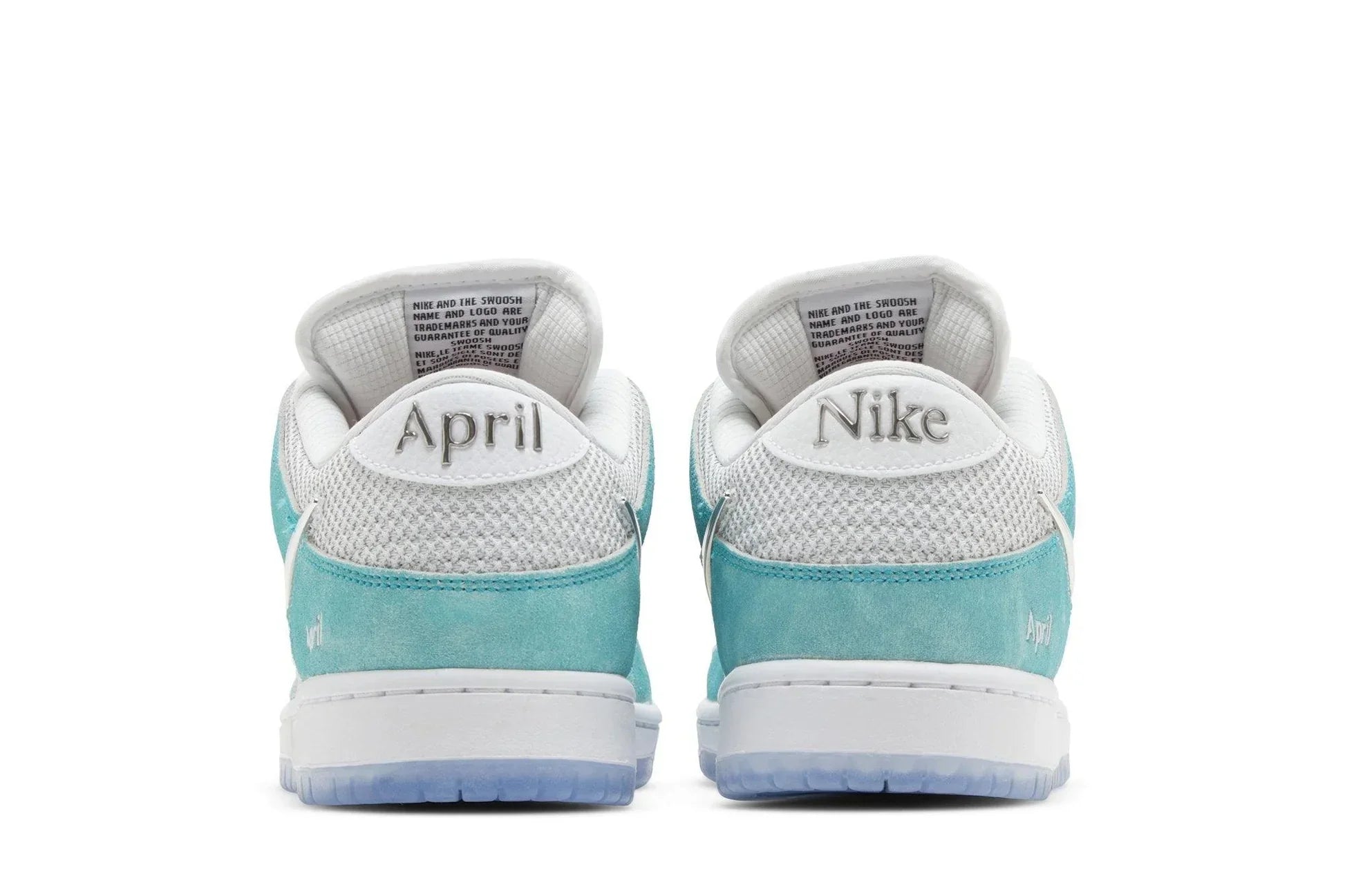 Tênis April Skateboards x Nike SB Dunk Low Turbo Green Azul detalhe do material