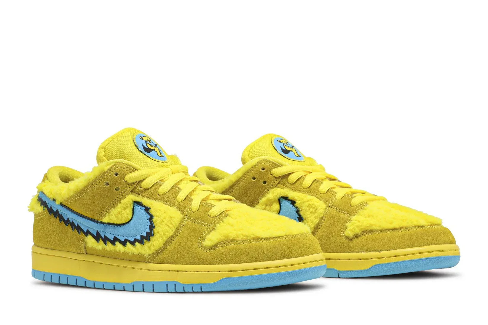 Tênis Grateful Dead x Nike SB Dunk Low Yellow Bear Amarelo detalhe lateral