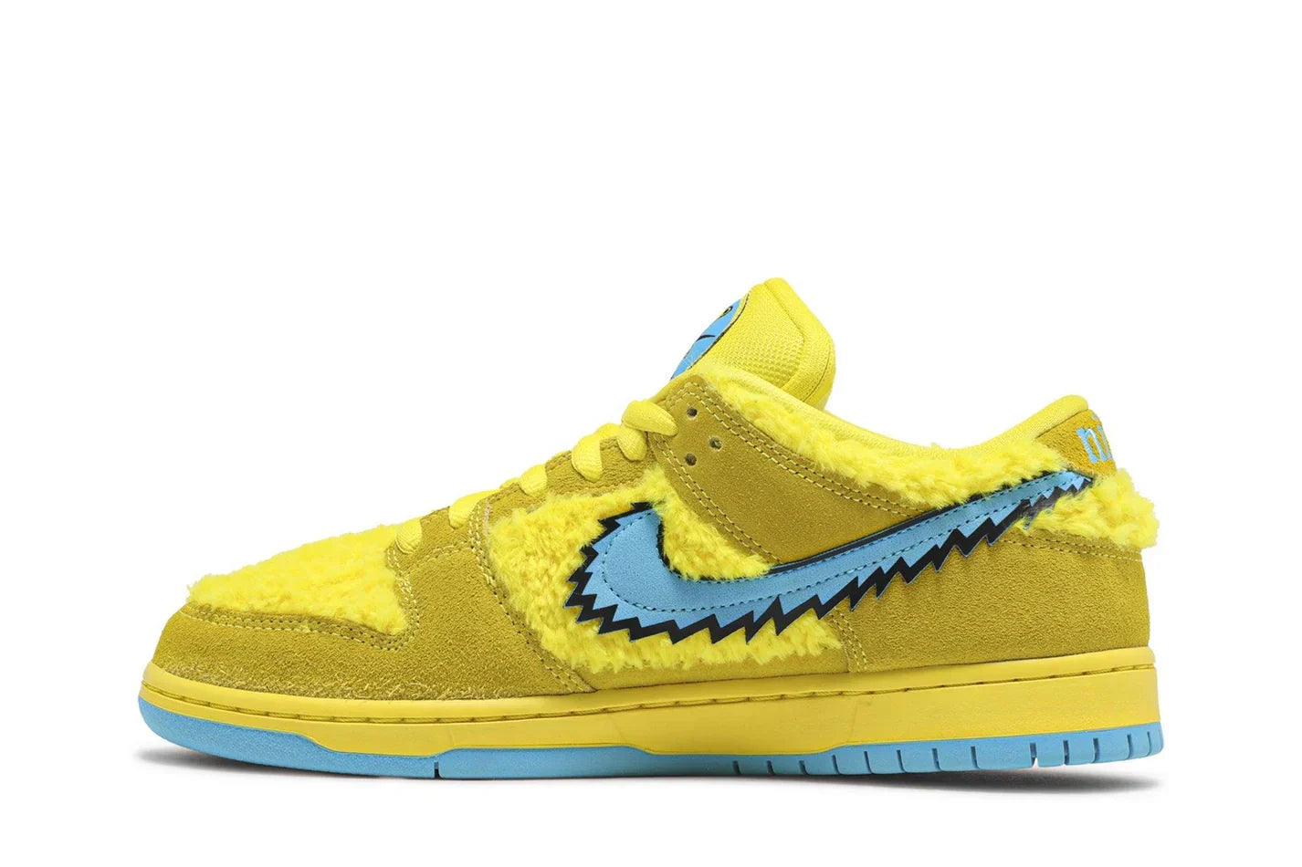 Tênis Grateful Dead x Nike SB Dunk Low Yellow Bear Amarelo detalhe do solado