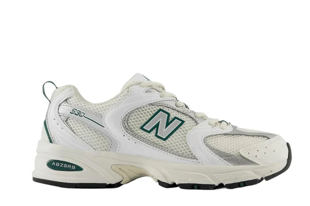 Tênis New Balance 530 Sea Salt White Marsh Green Branco vista superior