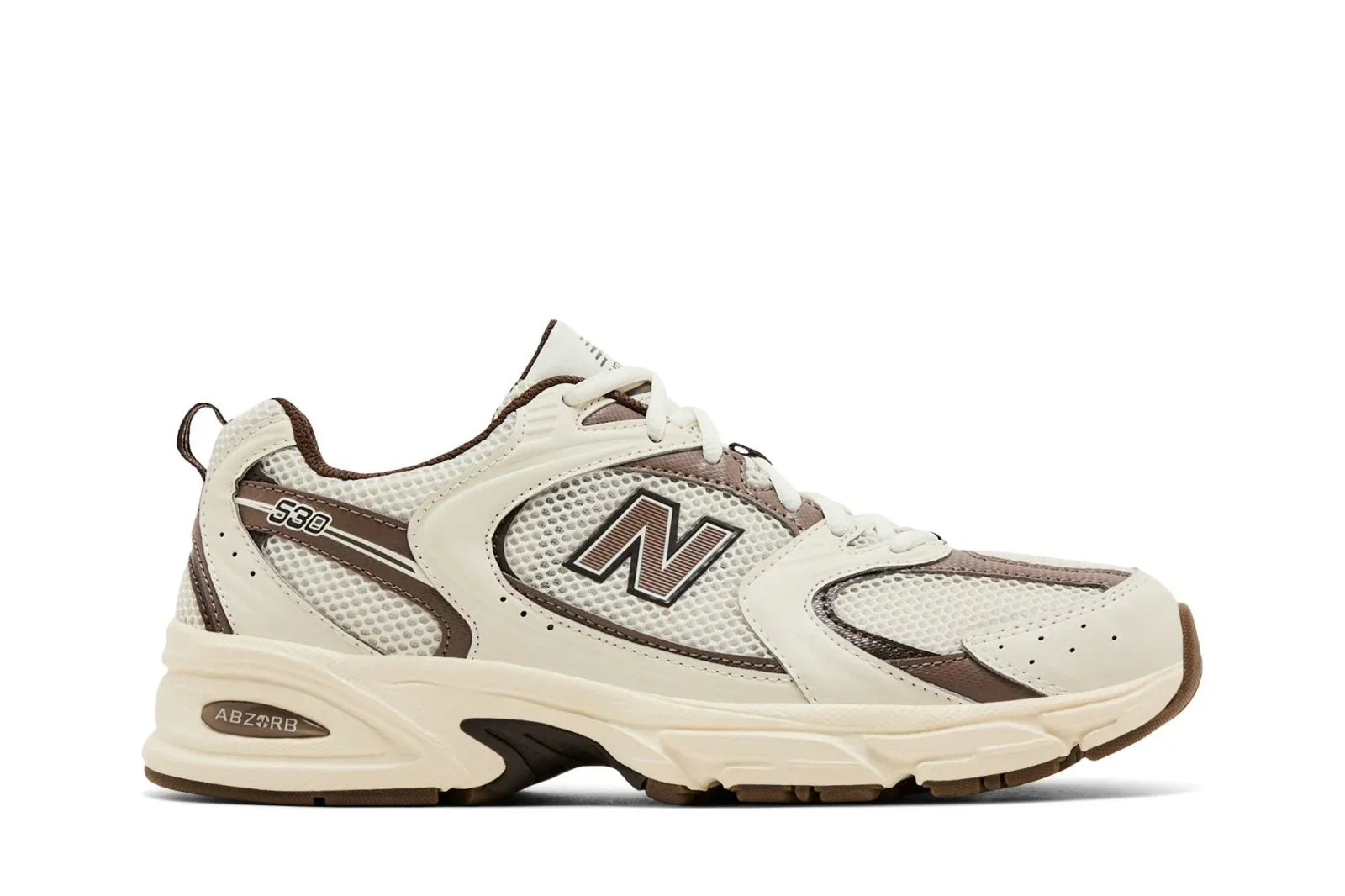 Tênis New Balance 530 Turtledove Mushroom Mesh Bege vista lateral