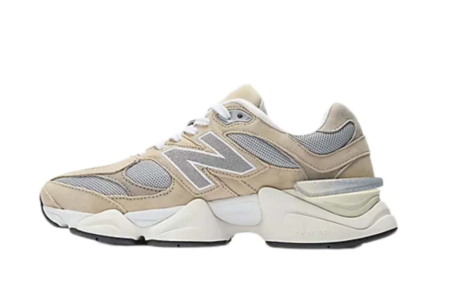 Tênis New Balance 9060 Incense Raincloud Arid Stone Marrom detalhe lateral