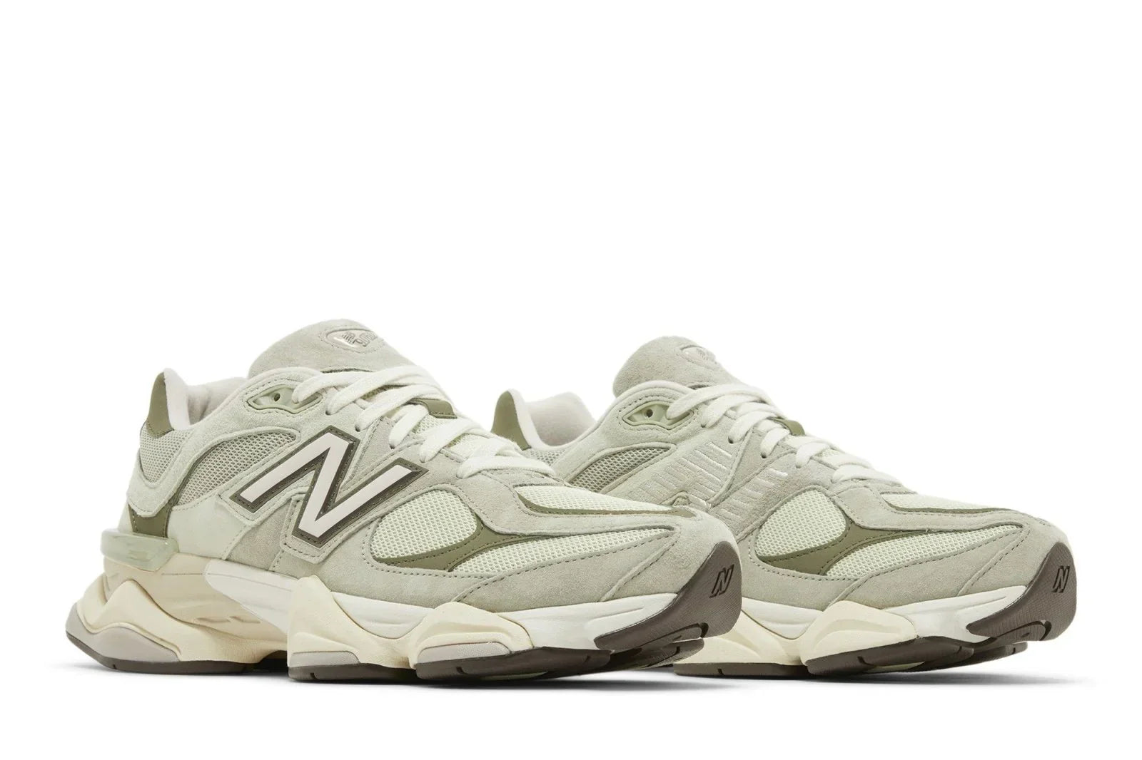 Tênis New Balance 9060 Olivine Verde detalhe do material