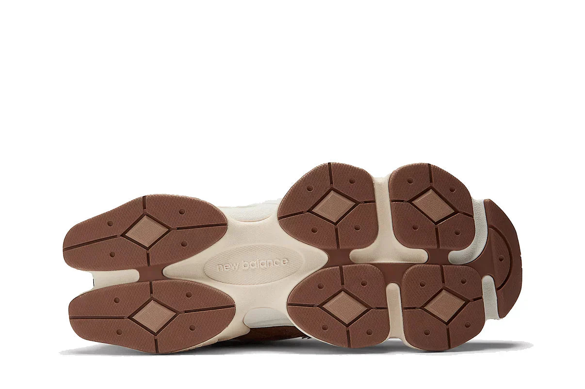 Tênis New Balance 9060 Rich Oak Marrom detalhe do material