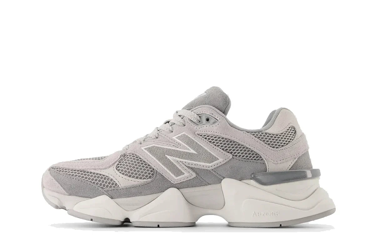 Tênis New Balance 9060 Slate Grey Raincloud Cinza detalhe do material