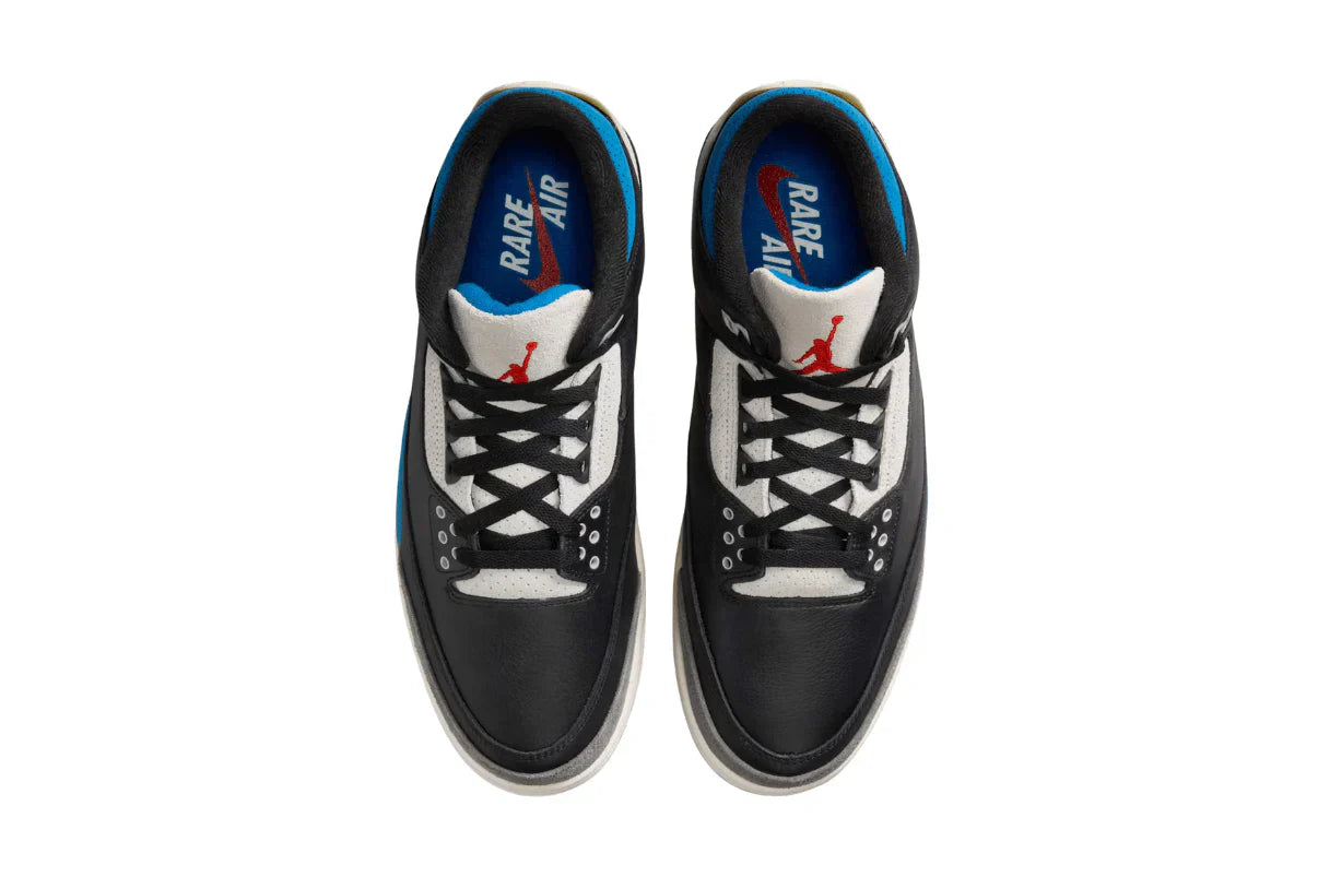 Tênis Air Jordan 3 OG Rare Air Preto detalhe lateral