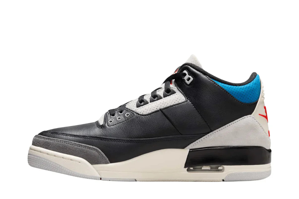 Tênis Air Jordan 3 OG Rare Air Preto detalhe frontal