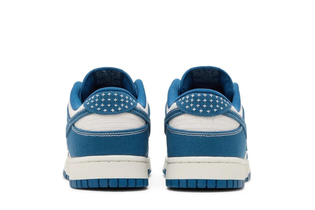 Tênis Nike Dunk Low Sashiko Industrial Blue Azul detalhe do material