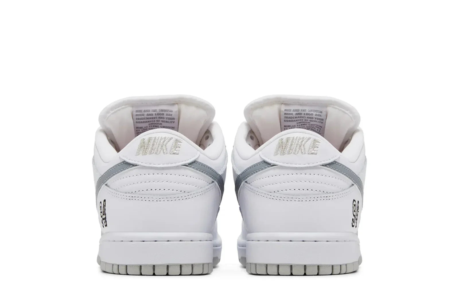 Tênis Nike SB Dunk Low Supreme 94 White Metallic Silver Branco detalhe interno
