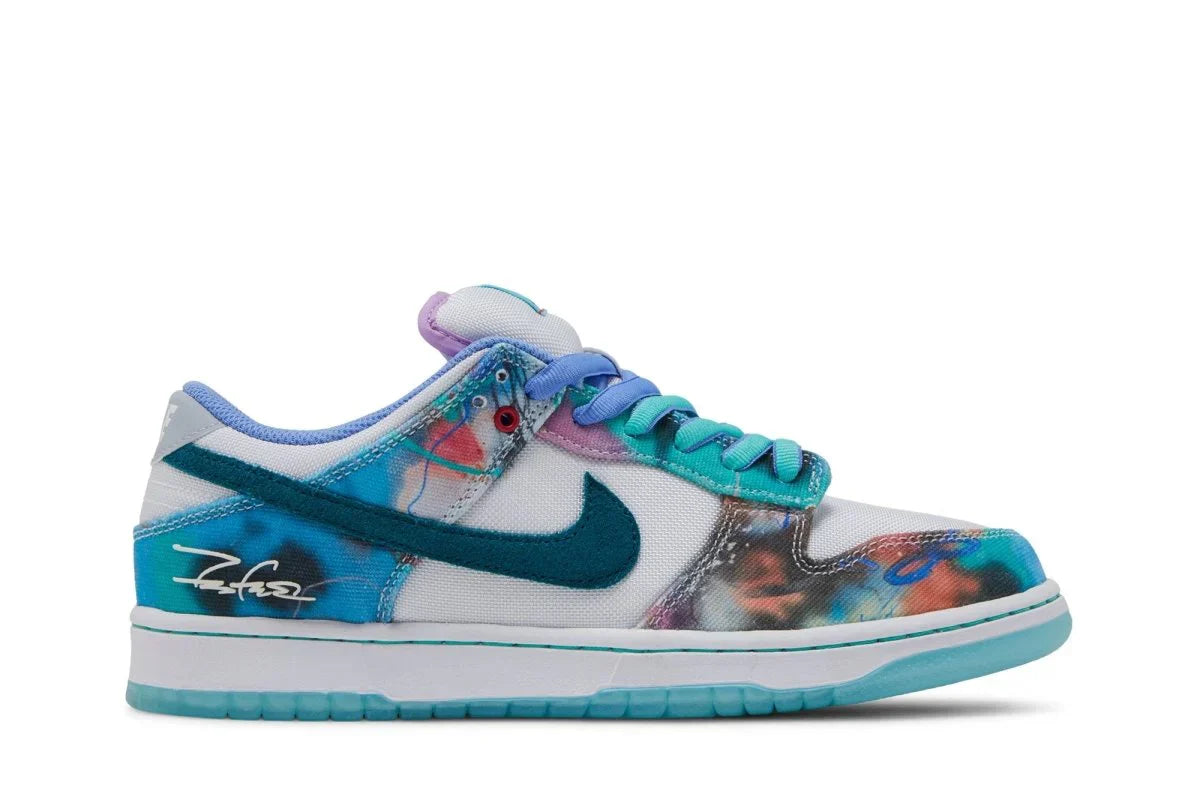 Tênis Nike Sb Dunk Low x Futura Skateboard Bleached Aqua Azul vista superior