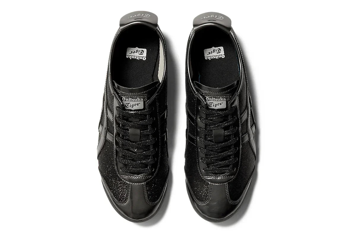 Tênis Onitsuka Tiger Mexico 66 Glitter Pack Black Gunmetal Preto detalhe do material