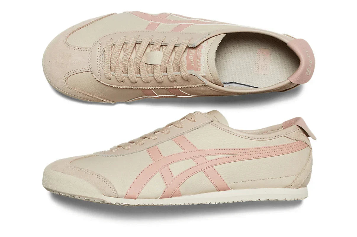 Tênis Onitsuka Tiger Mexico 66 Oatmeal Ginger Peach Rosa detalhe lateral