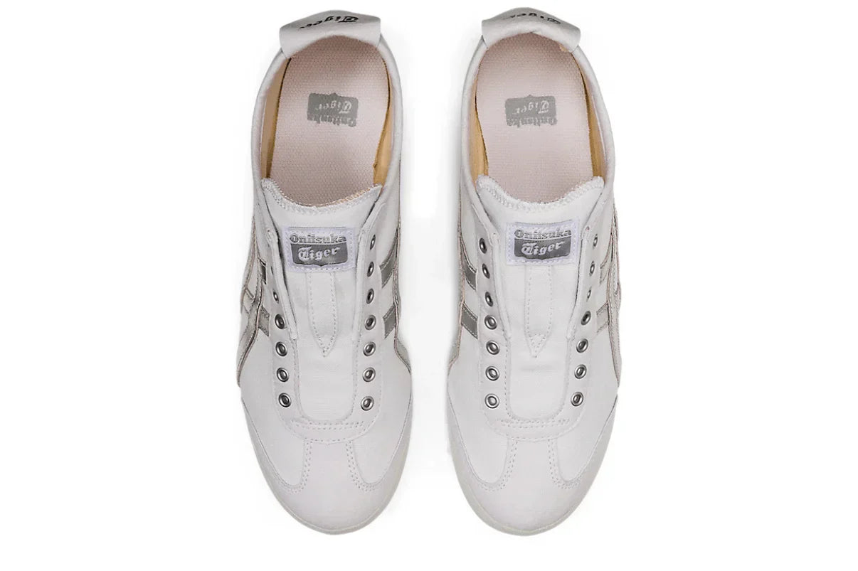 Tênis Onitsuka Tiger Mexico 66 Slip-On White Pure Silver Prateado vista traseira